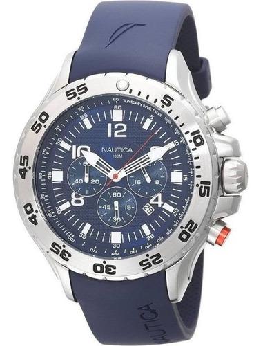 Reloj Hombre Nautica Nst N14555g Correa De Silicona Azul