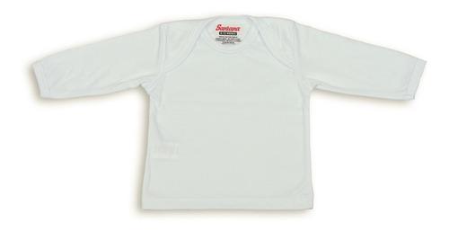 Camiseta Blanca Manga Larga Cuello Ojal Para Bebé