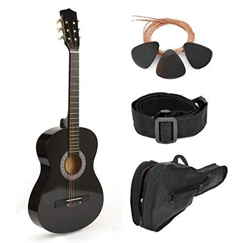 Guitarra De Madera Negra De 300 Con Fondos Y Accesorios Para