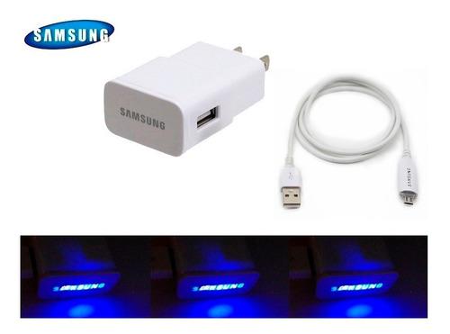 Cargador 80% +rápido Samsung 2a +cable Led Glow Cambia