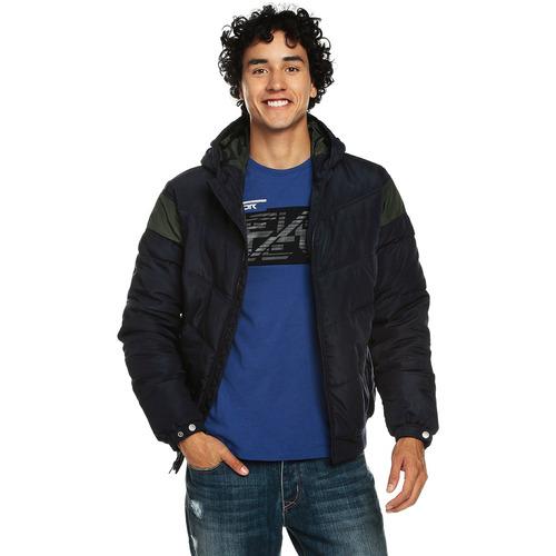 Chaqueta Para Hombre Con Capota Cuello Alto Unija Negro