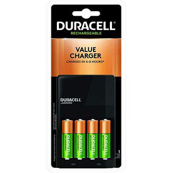 Cargador Duracell + 4 pilas recargables AA de 1300 mah