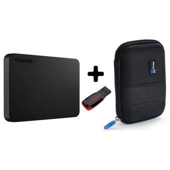 Disco Duro Toshiba 2TB Usb 3.0 + Estuche Negro + USB 16 GB