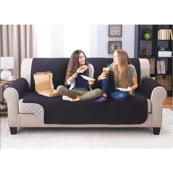 Forro Protector Sofa 2 Puestos Doble Faz - Negro y Gris