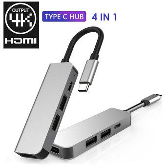 Hub multipuerto 4K HDMI, 2 USB 3,0, adaptador carga tipo C