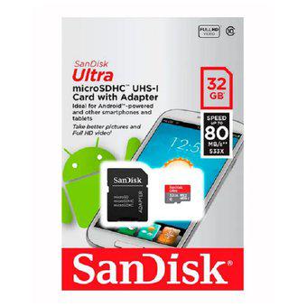 Memoria Micro Sd C10 Sandisk 32 Gb Ultra 80 Mbs