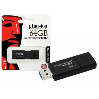 Memoria Usb 3.1 3.0 2.0 Kingston 64 Gb Dt100g3 Negro