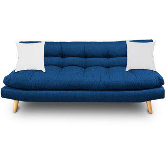 Sofa Cama Roma Azul Barthon + 2 Cojines