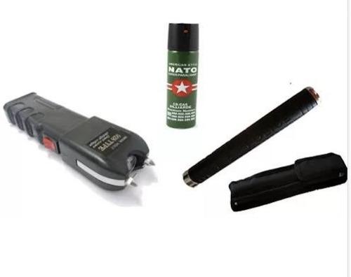 4 X 1 Kit Defensa Personal Taser Tambo Gas Manopla Carnet