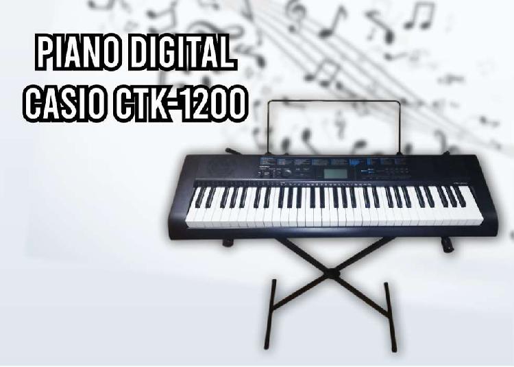 Piano Digital CASIO CTK-1200 con estuche y base