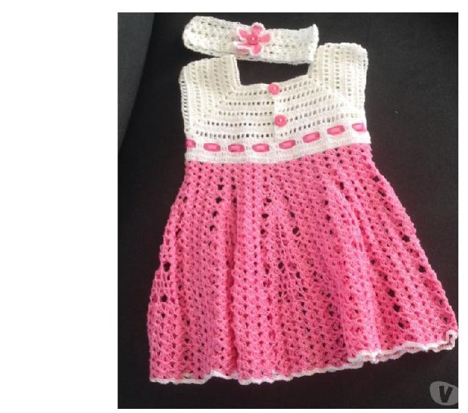 Vestido a Crochet para niña de 6 a 9 meses hecho a mano
