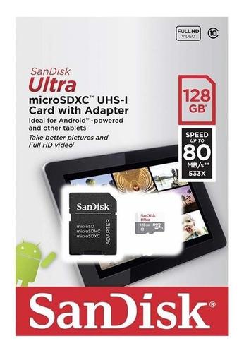Memoria Micro Sd Sandisk Ultra 128gb Clase 10 80mb Original
