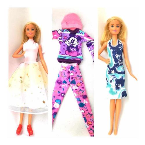 Ropa Barbie 3 Outfits Casual, Gala Y De Calle