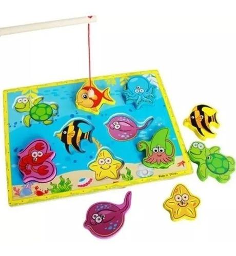 Juego Pesca Infantil Madera Magnético Rompecabeza