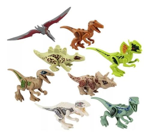 Dinosaurios Juguete Jurassic C/lego X4 Und Articulados 9 Cm