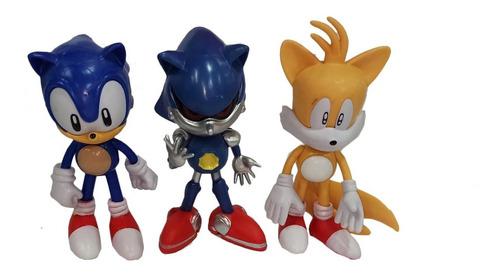 Set X3 Figuras Muñecos Sonic Tails 17cm Juguete Colección