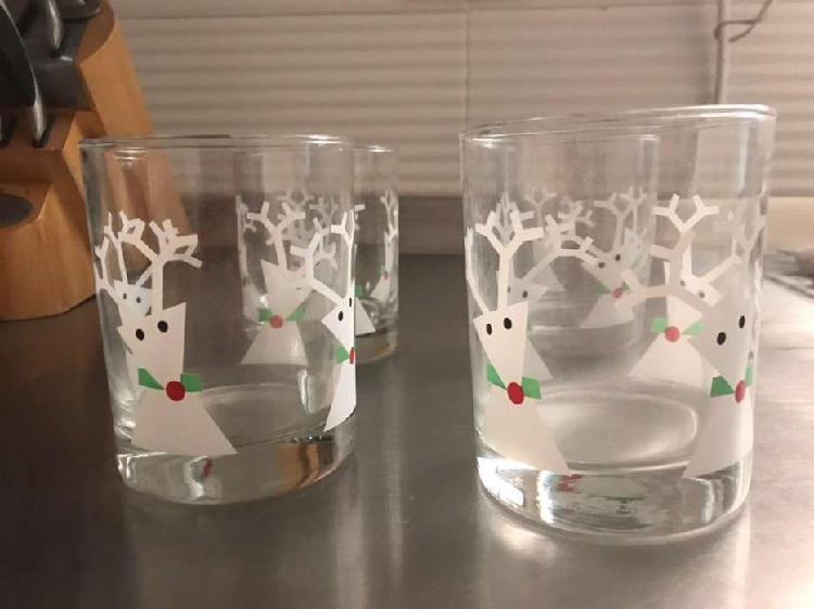 Vasos de vidrio Navidad Reno