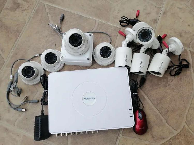 Kit de seguridad hikvision Dvr 16 canales + 4 cámaras domo