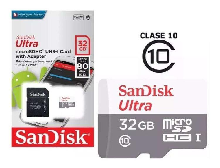 Memoria Micro Sd Sandisk 32gb Clase 10 de 80mb/s Original