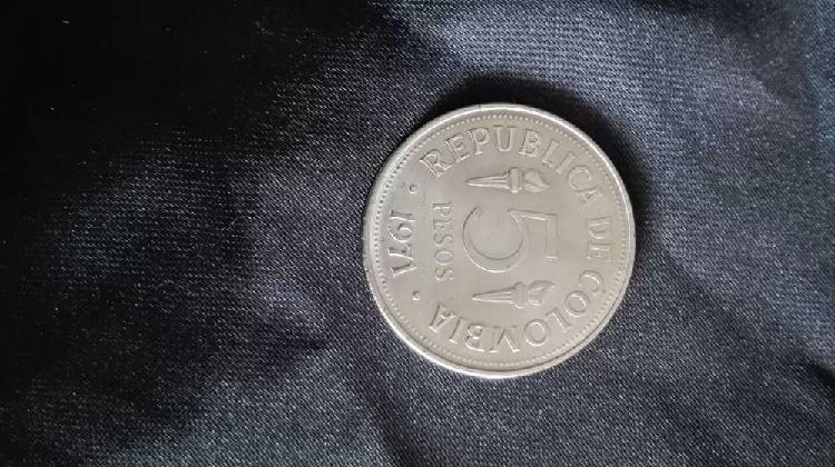 Moneda 5 pesos juegos Panamericanos 1971