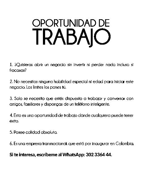 Oportunidad de trabajo