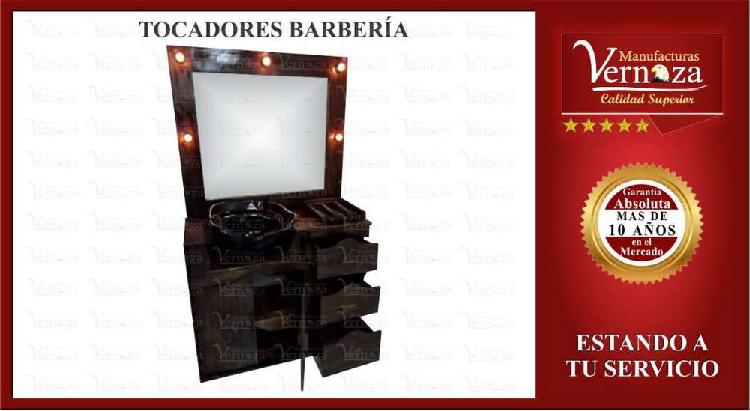 TOCADOR PARA BARBERIA CON POCETA Y LUCES LED DESLUMBRANTES