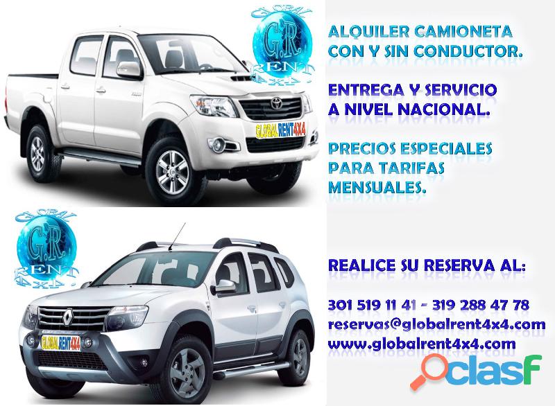 CAMIONETAS 4X4 CON PLATON Y VAN ALQUILER EMPRESAS