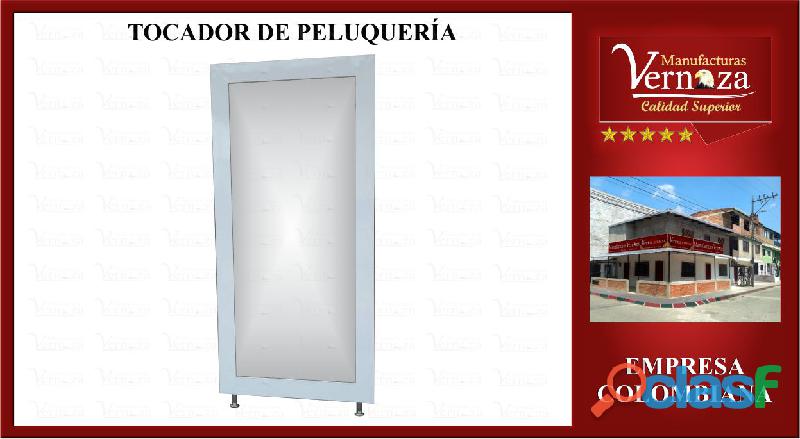 5. TOCADOR PARA PELUQUERIA DE PARED CON MANIJAS DE ACERO