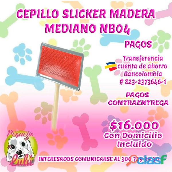 CEPILLO PARA PERROS SLICKER MADERA