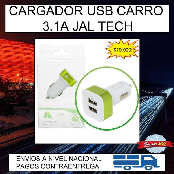CARGADOR USB CARRO 3.1A JAL TECH