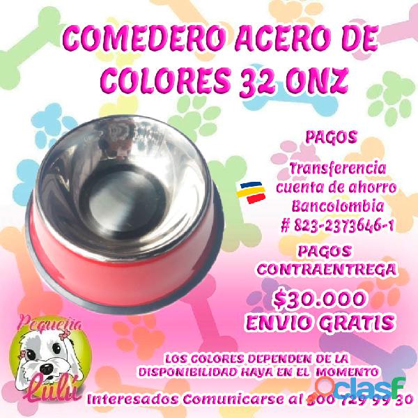 COMEDERO PARA PERROS ACERO 32 ONZ