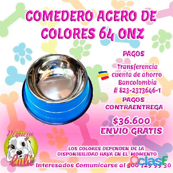 COMEDERO PARA PERROS ACERO 64 ONZ