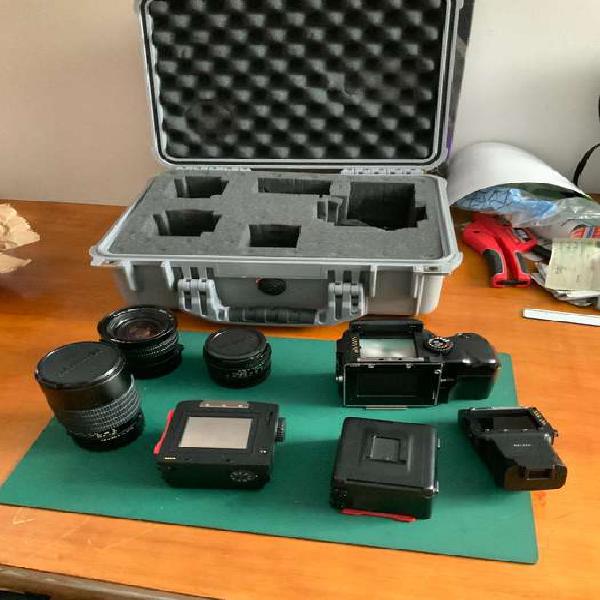 cámara análoga medio formato + 3 lentes