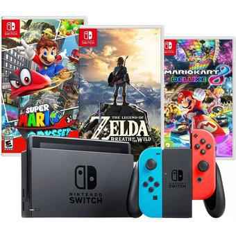 Consola Nintendo Switch Neon Con 3 Juegos Nuevo Modelo