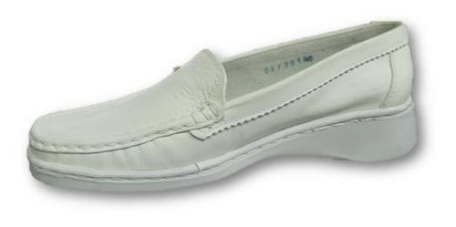 Zapato Para Enfermera Blanco En Cuero
