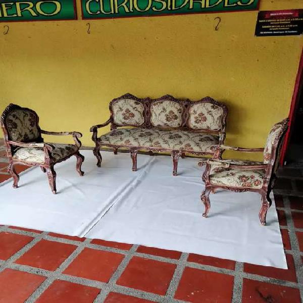 JUEGO SALA ANTIGUO LUIS XV CEDRO VINTAGE GOBELINO