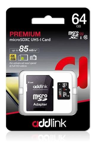 Memoria Addlink Micro Sd + Adapt Sd 64 Gb Clase 10