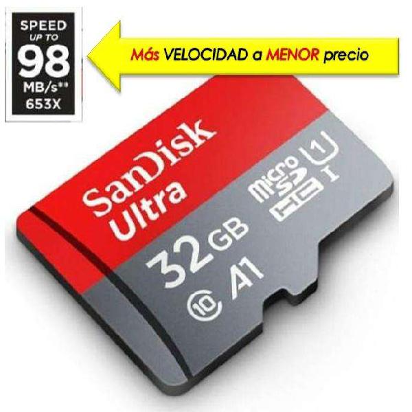 Memoria Micro Sd 32 gb Clase 10 A1 + velocidad 98MB/SEG