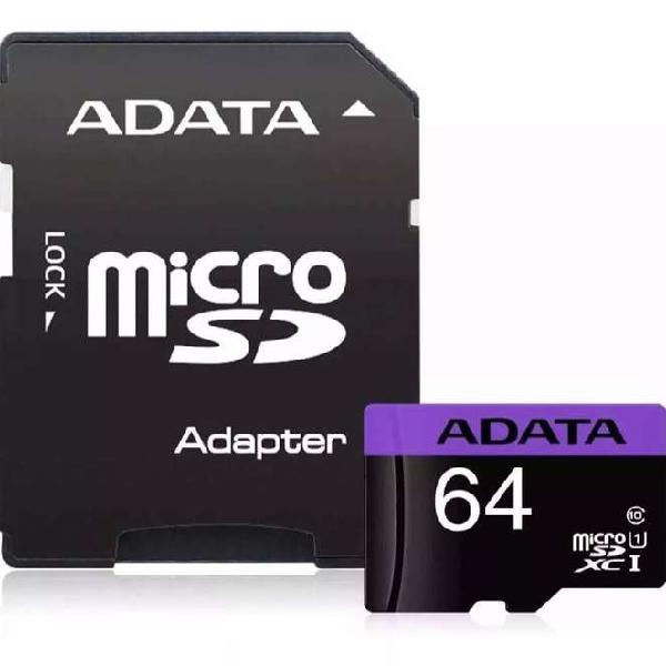 Memoria Micro Sd 64gb Adata + Adaptador 50mb/s Original