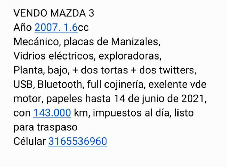 VENDO MAZDA 3. 1.6 cc