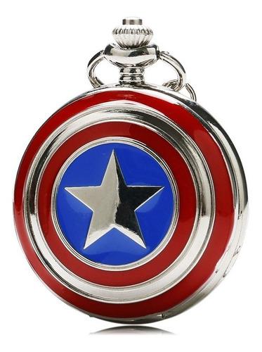 Reloj De Bolsillo Capitán America Con Cadena Avengers
