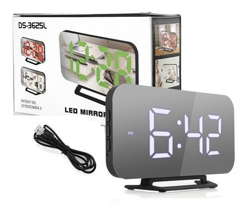 Reloj Mirror Digital Bedside Led Snooze Alarm Temperatu