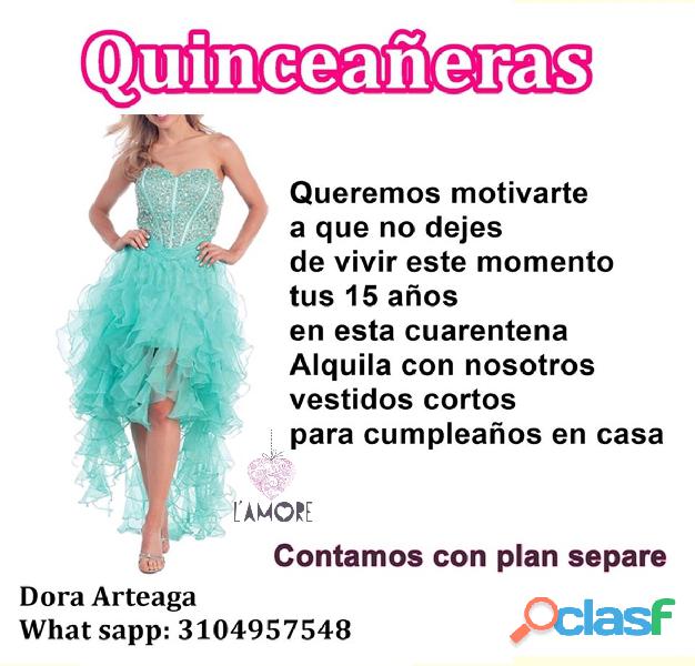 Alquiler de vestidos cortos de mujer para fiestas de quince