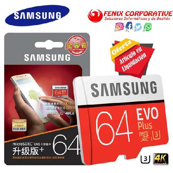 Memoria Micro SD Samsung EVO Plus U3 de 64GB