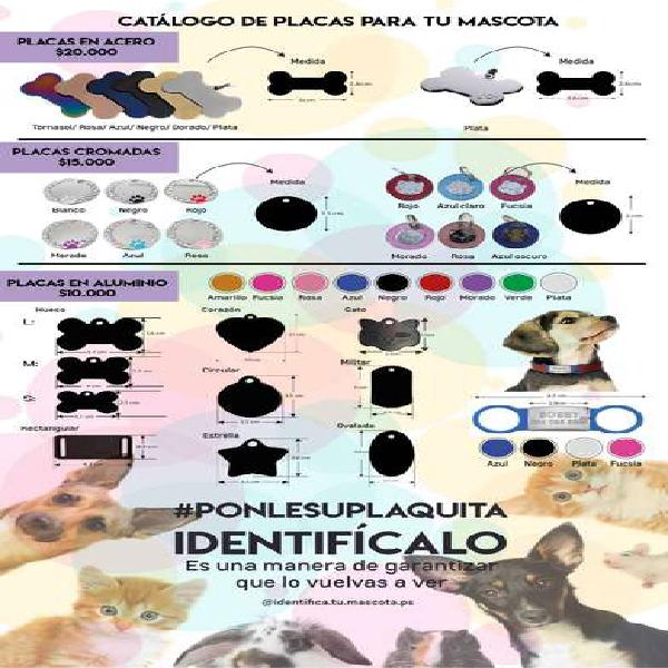 Placas de identificacion para mascotas