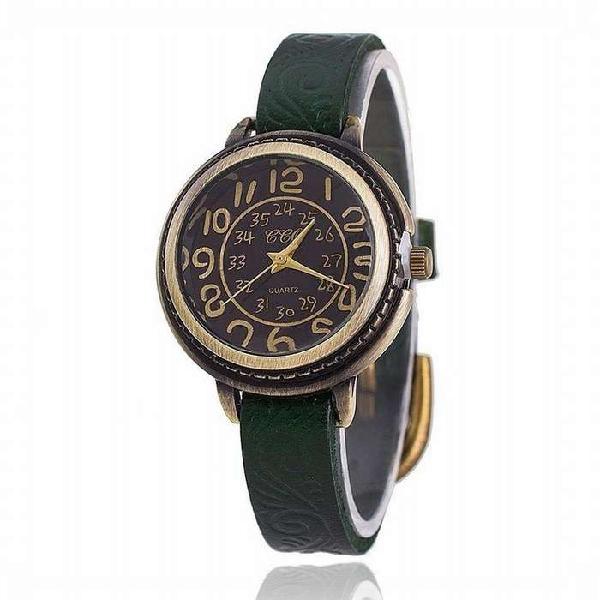 Reloj Vintage en cuero color Verde envio gratuito