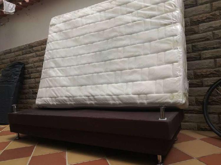 Base Cama Spring + Colchon Resortado Ortorelax Doble 140x190