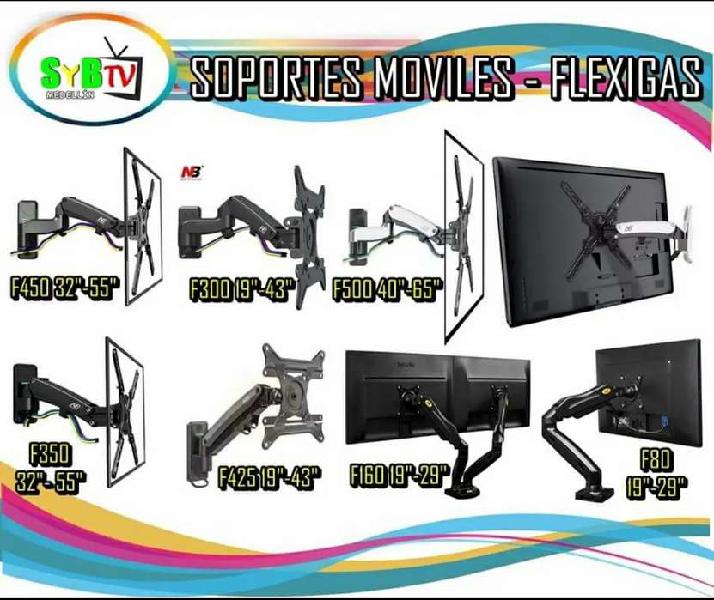 Soportes tv de 32" a 65" flexigas brazo hidráulico todos