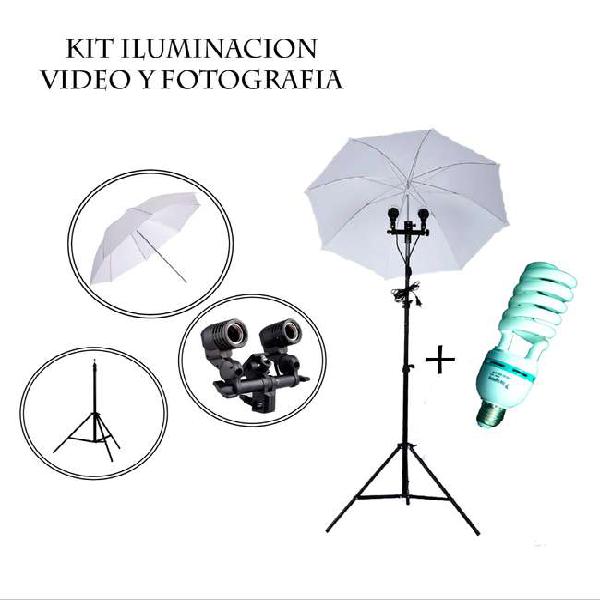 Kit Iluminacion Con Bombillo Espiral Para Fotografia y Video