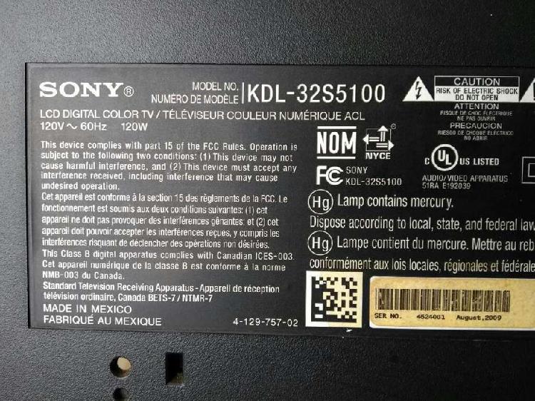 Tv Sony Kdl32s5100 para Repuesto
